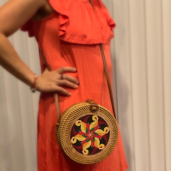 🚫SOLD🚫Rattan woven floral print bag ( Brandnew) - Picture 1 of 8